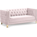  Manufacturer Color_Pink -- Michelle 66" Pink Velvet Upholstered Loveseat IMAGE 1