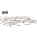  Manufacturer Color_Cream -- Gwen 143" Cream Velvet Upholstered 3 pc Sectional IMAGE 16