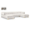  Manufacturer Color_Cream -- Gwen 143" Cream Velvet Upholstered 3 pc Sectional IMAGE 1