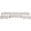  Manufacturer Color_Cream -- Gwen 143" Cream Velvet Upholstered 3 pc Sectional IMAGE 7