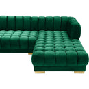  Manufacturer Color_Green -- Gwen 143" Green Velvet Upholstered 3 pc Sectional IMAGE 11