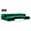  Manufacturer Color_Green -- Gwen 143" Green Velvet Upholstered 3 pc Sectional IMAGE 16