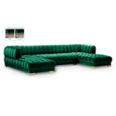  Manufacturer Color_Green -- Gwen 143" Green Velvet Upholstered 3 pc Sectional IMAGE 1