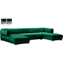  Manufacturer Color_Green -- Gwen 143" Green Velvet Upholstered 3 pc Sectional IMAGE 2