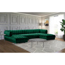  Manufacturer Color_Green -- Gwen 143" Green Velvet Upholstered 3 pc Sectional IMAGE 4
