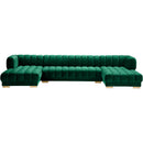  Manufacturer Color_Green -- Gwen 143" Green Velvet Upholstered 3 pc Sectional IMAGE 7
