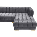  Manufacturer Color_Grey -- Gwen 143" Grey Velvet Upholstered 3 pc Sectional IMAGE 11