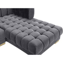  Manufacturer Color_Grey -- Gwen 143" Grey Velvet Upholstered 3 pc Sectional IMAGE 14