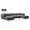  Manufacturer Color_Grey -- Gwen 143" Grey Velvet Upholstered 3 pc Sectional IMAGE 16