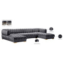  Manufacturer Color_Grey -- Gwen 143" Grey Velvet Upholstered 3 pc Sectional IMAGE 17