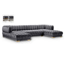  Manufacturer Color_Grey -- Gwen 143" Grey Velvet Upholstered 3 pc Sectional IMAGE 1