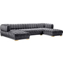 Meridian Gwen Fabric 3 pc Sectional 653Grey-Sectional IMAGE 1