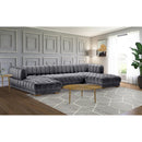  Manufacturer Color_Grey -- Gwen 143" Grey Velvet Upholstered 3 pc Sectional IMAGE 3