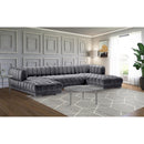 Manufacturer Color_Grey -- Gwen 143" Grey Velvet Upholstered 3 pc Sectional IMAGE 4