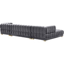  Manufacturer Color_Grey -- Gwen 143" Grey Velvet Upholstered 3 pc Sectional IMAGE 5