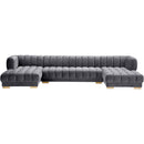  Manufacturer Color_Grey -- Gwen 143" Grey Velvet Upholstered 3 pc Sectional IMAGE 7
