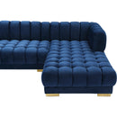  Manufacturer Color_Navy -- Gwen 143" Navy Velvet Upholstered 3 pc Sectional IMAGE 11