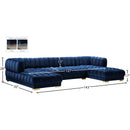  Manufacturer Color_Navy -- Gwen 143" Navy Velvet Upholstered 3 pc Sectional IMAGE 16