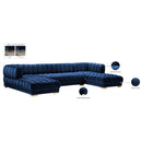  Manufacturer Color_Navy -- Gwen 143" Navy Velvet Upholstered 3 pc Sectional IMAGE 17