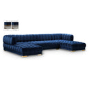  Manufacturer Color_Navy -- Gwen 143" Navy Velvet Upholstered 3 pc Sectional IMAGE 1