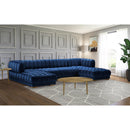  Manufacturer Color_Navy -- Gwen 143" Navy Velvet Upholstered 3 pc Sectional IMAGE 3