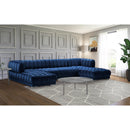  Manufacturer Color_Navy -- Gwen 143" Navy Velvet Upholstered 3 pc Sectional IMAGE 4