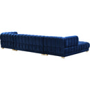 Manufacturer Color_Navy -- Gwen 143" Navy Velvet Upholstered 3 pc Sectional IMAGE 5