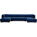  Manufacturer Color_Navy -- Gwen 143" Navy Velvet Upholstered 3 pc Sectional IMAGE 7