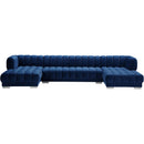  Manufacturer Color_Navy -- Gwen 143" Navy Velvet Upholstered 3 pc Sectional IMAGE 8