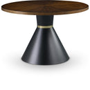  Meridian Sheridan 48" Brown Ashburl Veneer Top And Iron Base Dining Table IMAGE 1