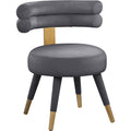 Color_Gold/ Grey -- Fitzroy Grey Velvet Upholstered Dining Chair IMAGE 1