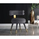  Color_Gold/ Grey -- Fitzroy Grey Velvet Upholstered Dining Chair IMAGE 2