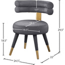  Color_Gold/ Grey -- Fitzroy Grey Velvet Upholstered Dining Chair IMAGE 7