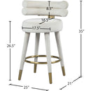  Color_Cream/ Gold -- Fitzroy Cream Velvet Upholstered Counter Stool IMAGE 8