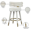  Color_Cream/ Gold -- Fitzroy Cream Velvet Upholstered Counter Stool IMAGE 9