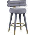  Color_Gold/ Grey -- Fitzroy Grey Velvet Upholstered Counter Stool IMAGE 1