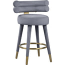  Color_Gold/ Grey -- Fitzroy Grey Velvet Upholstered Counter Stool IMAGE 1