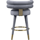  Color_Gold/ Grey -- Fitzroy Grey Velvet Upholstered Counter Stool IMAGE 4