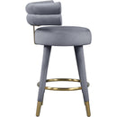  Color_Gold/ Grey -- Fitzroy Grey Velvet Upholstered Counter Stool IMAGE 5