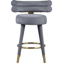  Color_Gold/ Grey -- Fitzroy Grey Velvet Upholstered Counter Stool IMAGE 6