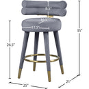  Color_Gold/ Grey -- Fitzroy Grey Velvet Upholstered Counter Stool IMAGE 8
