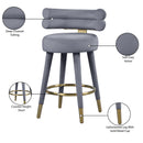  Color_Gold/ Grey -- Fitzroy Grey Velvet Upholstered Counter Stool IMAGE 9