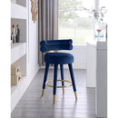  Color_Navy -- Fitzroy Navy Velvet Upholstered Counter Stool IMAGE 2