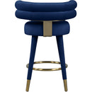  Color_Navy -- Fitzroy Navy Velvet Upholstered Counter Stool IMAGE 4