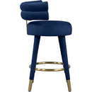  Color_Navy -- Fitzroy Navy Velvet Upholstered Counter Stool IMAGE 5