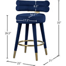  Color_Navy -- Fitzroy Navy Velvet Upholstered Counter Stool IMAGE 8