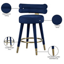 Color_Navy -- Fitzroy Navy Velvet Upholstered Counter Stool IMAGE 9