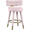  Color_Gold/ Pink -- Fitzroy Pink Velvet Upholstered Counter Stool IMAGE 1
