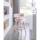  Color_Gold/ Pink -- Fitzroy Pink Velvet Upholstered Counter Stool IMAGE 2