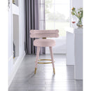  Color_Gold/ Pink -- Fitzroy Pink Velvet Upholstered Counter Stool IMAGE 3
